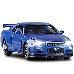 Universal 1/32 Alliage R34 Skyline GTR Modèle de voiture jouet (bleu)