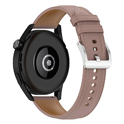 Bracelet en cuir véritable rose foncé pour votre Samsung Galaxy Watch3 45mm/Huawei Watch GT 3/Honor Watch GS3/Garmin/Xiaomi Mi Watch S1 22mm