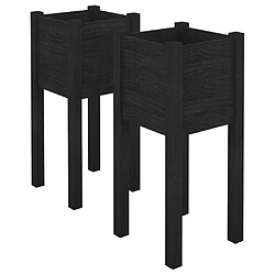 Maison Chic Lot de 2 Jardinières d'extérieur,Bac à fleurs - pot de fleur Noir 31x31x70 cm Bois de pin -GKD55663