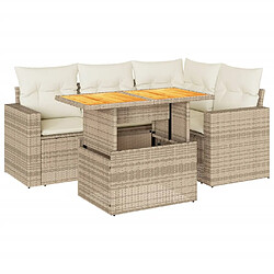 vidaXL Salon de jardin avec coussins 5 pcs beige résine tressée