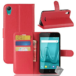 Htdmobiles Housse etui portefeuille pour Wiko Sunny 2 + film ecran - ROUGE