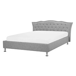 Beliani Lit double en tissu gris 140x200 cm METZ