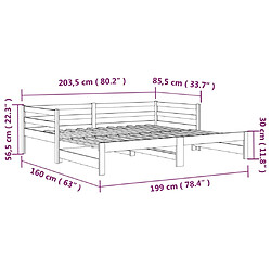 Vidaxl Lit de jour avec lit gigogne 80x200 cm bois de pin massif pas cher