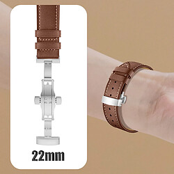 Avizar Bracelet pour Galaxy Watch 5 / 5 Pro / 4 Cuir véritable Boucle Papillon camel pas cher