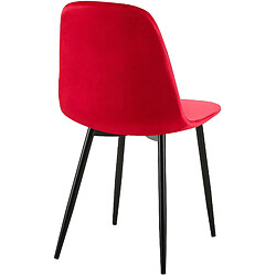 Acheter Decoshop26 Lot de 4 chaises de salle à manger coutures décoratives losanges assise en velours rouge pieds métal noir mat 10_0001885