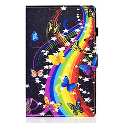 Etui en PU magnétique avec porte-cartes et porte-stylet Arc-en-ciel/papillons pour votre Samsung Galaxy Tab A8 (2021) SM-X200/SM-X205