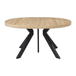 Vente-Unique Table à manger extensible 6 à 12 couverts en MDF et acier - Naturel clair et Noir - KOMONI pas cher