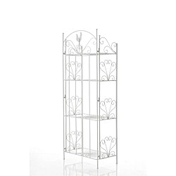 Acheter Decoshop26 Etagère de rangement support plantes meuble pour terrasse balon salon en métal blanc vieilli 10_0003980