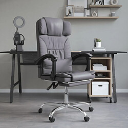 Maison Chic Fauteuil de massage inclinable de bureau,Fauteuil luxe de relaxation Gris Similicuir -MN78350