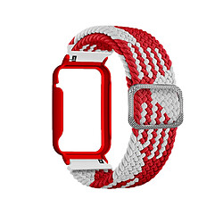 Bracelet en nylon élastique tressé pour votre Xiaomi Mi Band 7 Pro - Rouge blanc/rouge