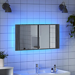 Avis vidaXL Armoire de salle de bain à miroir LED sonoma gris 90x12x45 cm