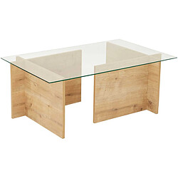 Hanah Home Table basse en verre et aggloméré Escape 105 x 65 x 40 cm.