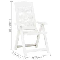 vidaXL Chaises inclinables de jardin lot de 2 Plastique Blanc pas cher