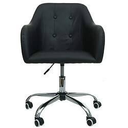 Decoshop26 Chaise de bureau pivotante avec accoudoir hauteur réglable en PVC noir boutons décoratifs 04_0006229