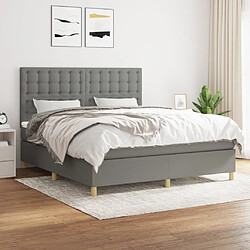 Maison Chic Lit Adulte - Lit simple Lit à sommier tapissier avec matelas moelleux - Meuble de Chambre - Gris foncé 160x200cm Tissu -MN94258