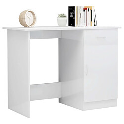 Avis Maison Chic Bureau,Table de travail,bureau de travail pour chambre Blanc brillant 100 x 50 x 76 cm Aggloméré -GKD14025