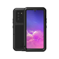 Coque en silicone + métal défendre contre la poussière noir pour votre Samsung Galaxy A91/S10 Lite