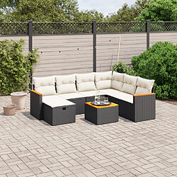 Maison Chic Ensemble Tables et chaises d'extérieur 8 pcs avec coussins,Salon de jardin noir résine tressée -GKD575563