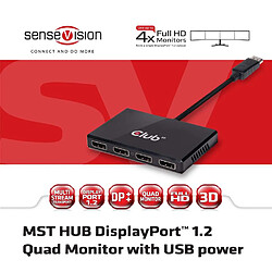 Club 3D CLUB3D Multi Stream Transport Hub DisplayPort 1.2 Quad Monitor USB Powered