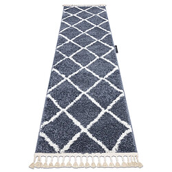 RUGSX Le tapis, le tapis de couloir BERBERE CROSS gris - pour la cuisine, l'antichambre, le couloir 60x300 cm