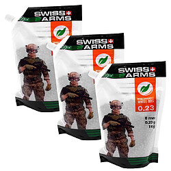 Lot de 3 Sacs de 1 Kg Billes Bio Swiss Arms 0.23 g 6 mm Blanches