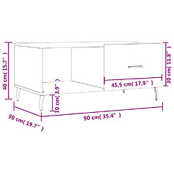 vidaXL Table basse chêne marron 90x50x40 cm bois d'ingénierie pas cher