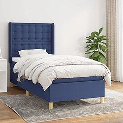 vidaXL Sommier à lattes de lit avec matelas Bleu 90x190 cm Tissu