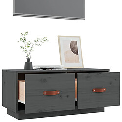 Maison Chic Meuble TV scandinave - Banc TV pour salon Gris 80x34x35 cm Bois de pin massif -MN65340 pas cher