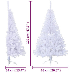 vidaXL Sapin de Noël artificiel moitié avec support blanc 120 cm PVC pas cher