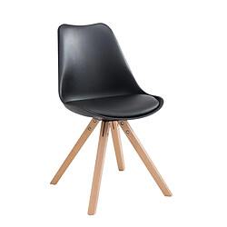 Decoshop26 Lot de 2 chaises de salle à manger scandinave synthétique noir pieds bois CDS10020