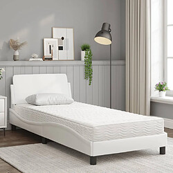 Vidaxl Lit avec matelas blanc 90x200 cm similicuir