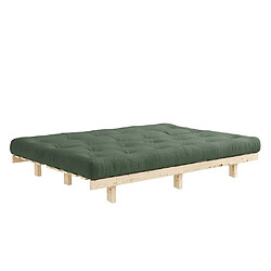 Avis Inside 75 Banquette convertible futon LEAN bois de pin coloris vert olive 130x200 cm