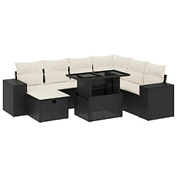 vidaXL Salon de jardin 8 pcs avec coussins noir résine tressée