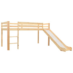 vidaXL Lit mezzanine d'enfants toboggan et échelle bois pin 97x208 cm