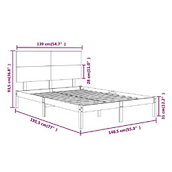 vidaXL Cadre de lit sans matelas 135x190 cm bois massif pas cher