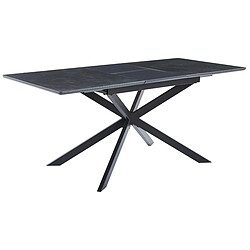 Acheter Pegane Table à manger rectangulaire extensible en céramique coloris noir / pieds noir - Longueur 140-180 x profondeur 80 x hauteur 75 cm