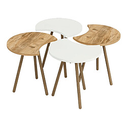 Helloshop26 Set de 4 Tables basses emboîtables 48 x 77 x 77 cm blanc / effet bois 03_0008526