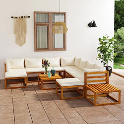 Maison Chic Salon de jardin 12 pcs - Table et chaises d'extérieur - Mobilier/Meubles de jardin Moderne avec coussin Crème Bois d'acacia solide -MN41740