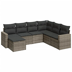 vidaXL Salon de jardin avec coussins 7 pcs gris résine tressée