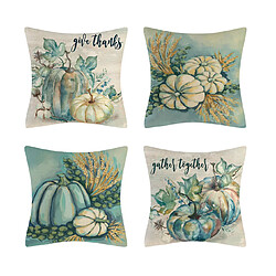 P78 4PCS 45 * 45cm Thanksgiving Aquarelle Pumpkin Pumpkin motif Linge Taie d'oreiller Maison de vacances Coussin d'oreiller Sofa Coussin Coussin