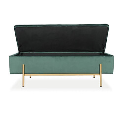 Banquette coffre Olivia Velours vert pieds or