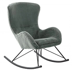 Inside 75 Fauteuil relax à bascule NEVEN assise confortable pied métal noir tissu velours gris vert