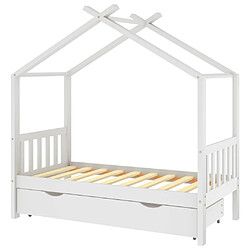 vidaXL Cadre de lit enfant avec tiroir blanc pin massif 80x160 cm