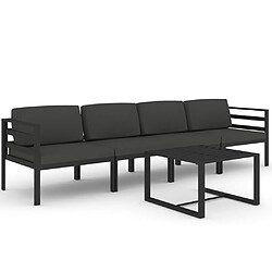 Maison Chic Ensemble de 5 Tables et chaises d'extérieur avec coussins,Salon de jardin Aluminium Anthracite -GKD923491