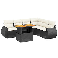 vidaXL Salon de jardin 7 pcs avec coussins noir résine tressée