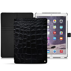 Housse cuir Apple iPad Pro 12.9' (2017) - Rabat portefeuille - Crocodile nero ( Noir / Black) - NOREVE