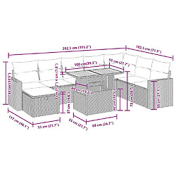 vidaXL Salon de jardin avec coussins 9 pcs beige résine tressée acacia pas cher