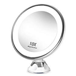 Universal Miroir de maquillage de la salle de bains avec amplificateur 10x Lampe de remplissage Miroir de maquillage, rotation à 360 degrés avec ventouse puissante 