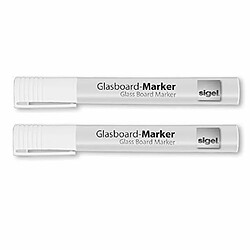 Sigel GL715 Lot de 2 Marqueurs effaçable pour Tableau Verre/Blanc 2-3 mm