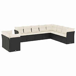 Maison Chic Salon de jardin 10 pcs avec coussins | Ensemble de Table et chaises | Mobilier d'Extérieur noir résine tressée -GKD41212